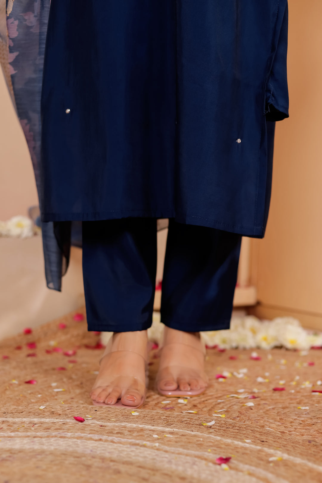 Midnight Blue Soft Silk Straight Cut Kurta Set