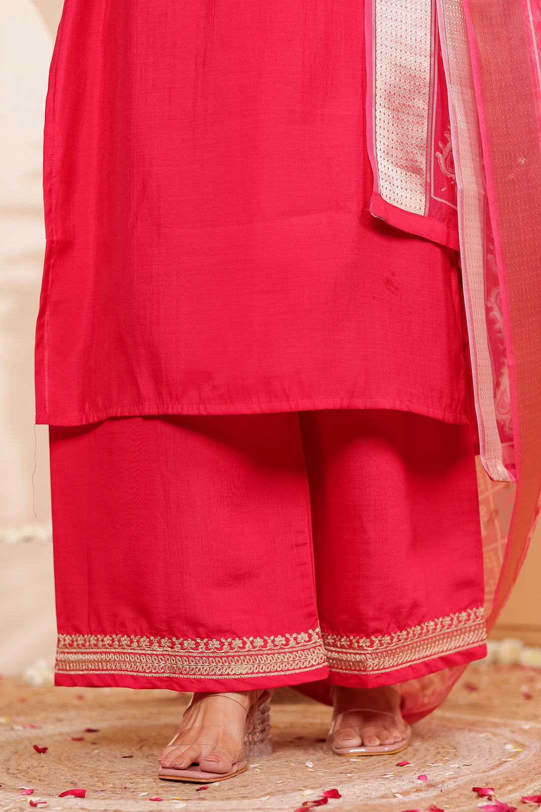 Pink Soft Silk Straight Cut Kurta Set