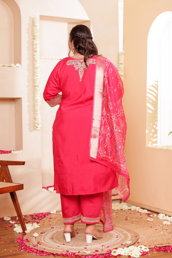 Pink Soft Silk Straight Cut Kurta Set