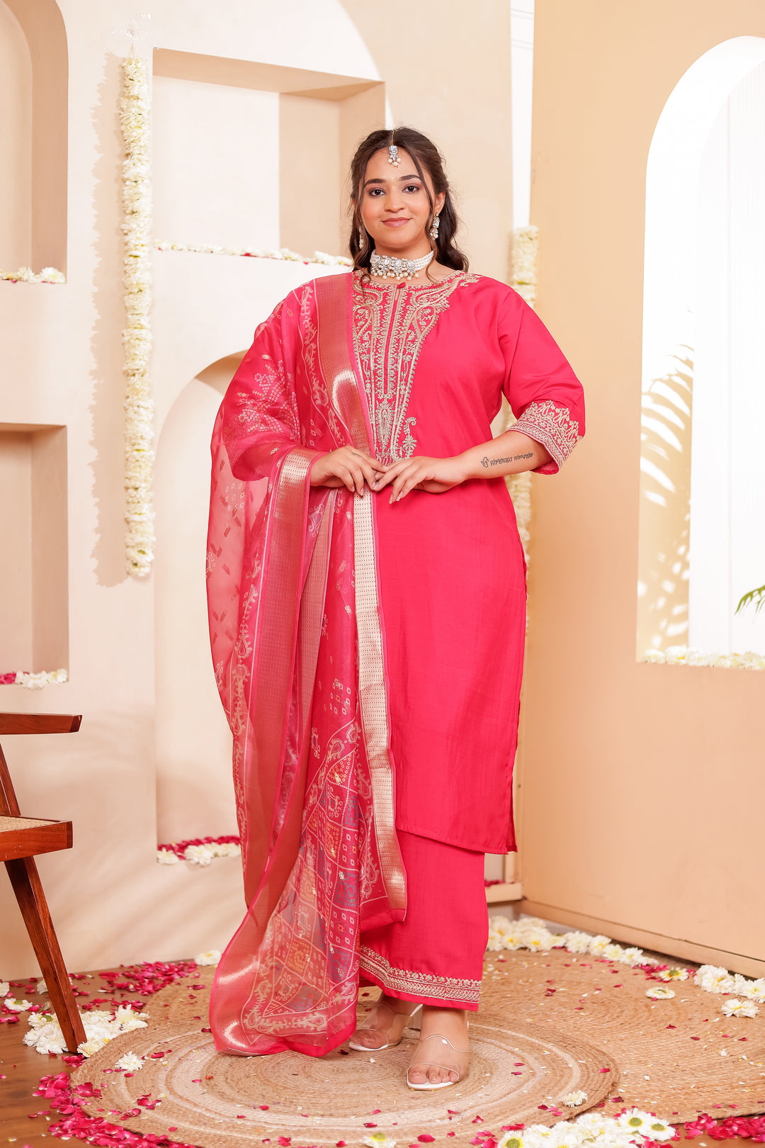 Pink Soft Silk Straight Cut Kurta Set