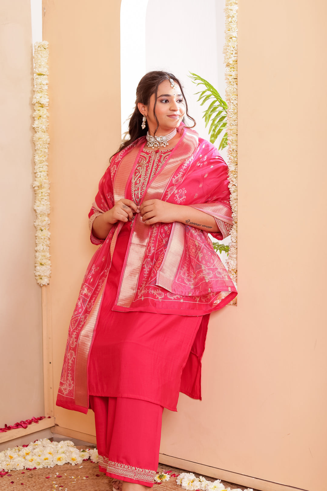 Pink Soft Silk Straight Cut Kurta Set