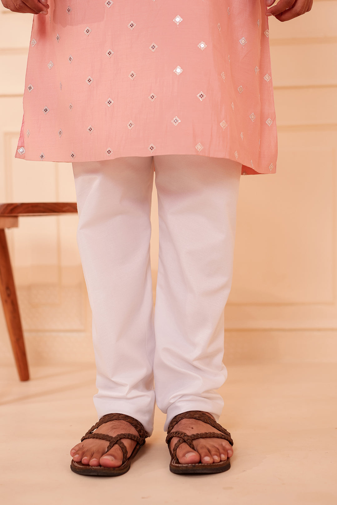 Peach Soft Silk Kurta Suit with Sequin & Thread Embroidery