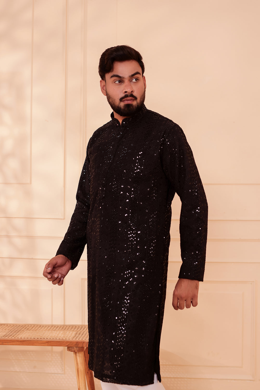 Black Georgette Chikankari Kurta Suit.