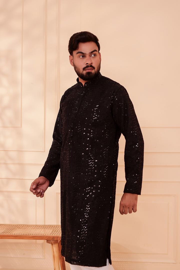 Black Georgette Chikankari Kurta Suit.
