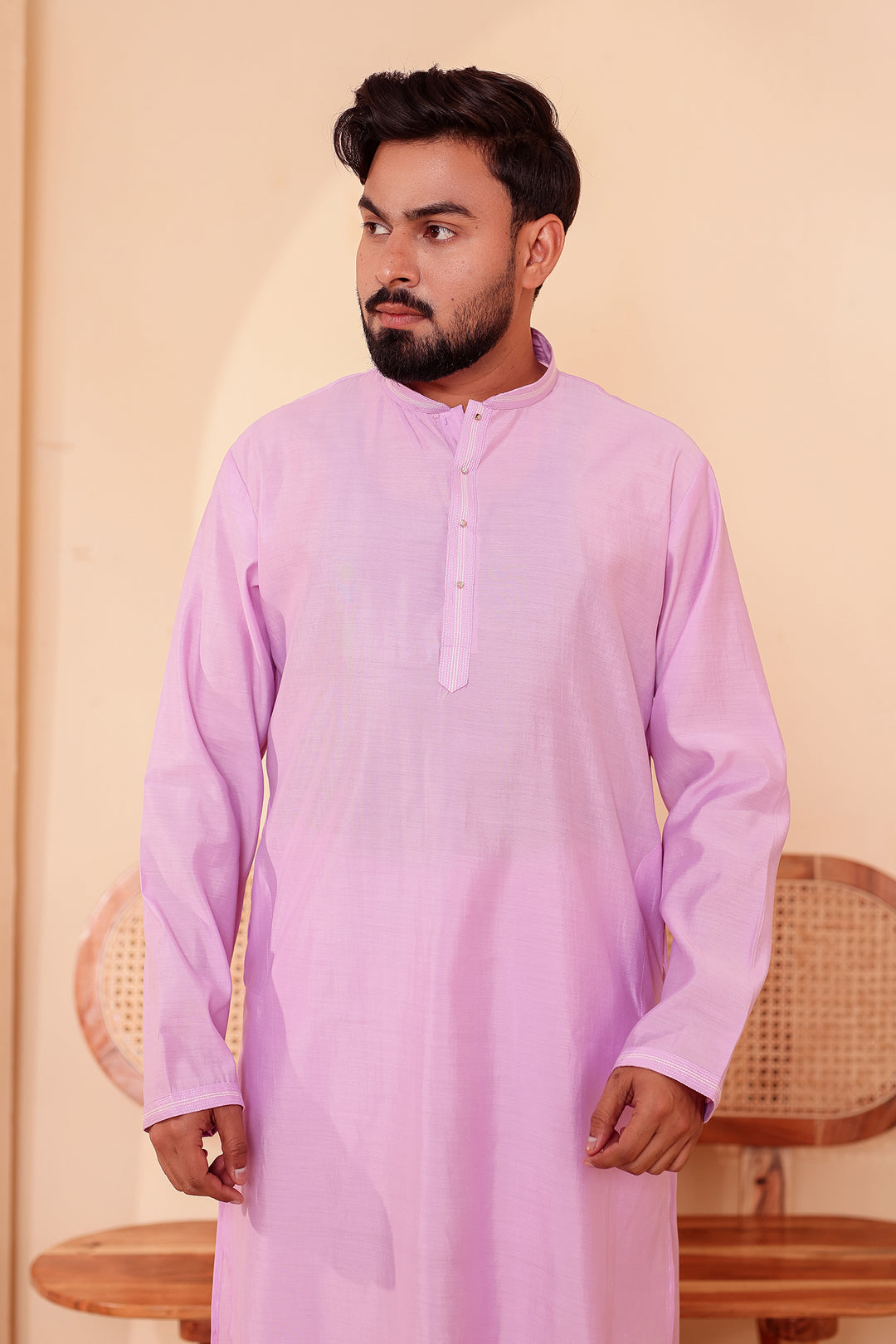 Lilac Soft Silk Plain Kurta Suit with Trouser.