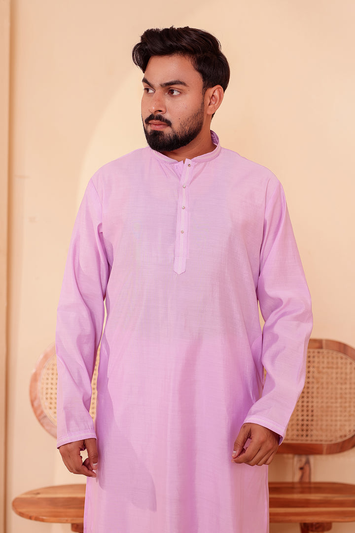 Lilac Soft Silk Plain Kurta Suit with Trouser.