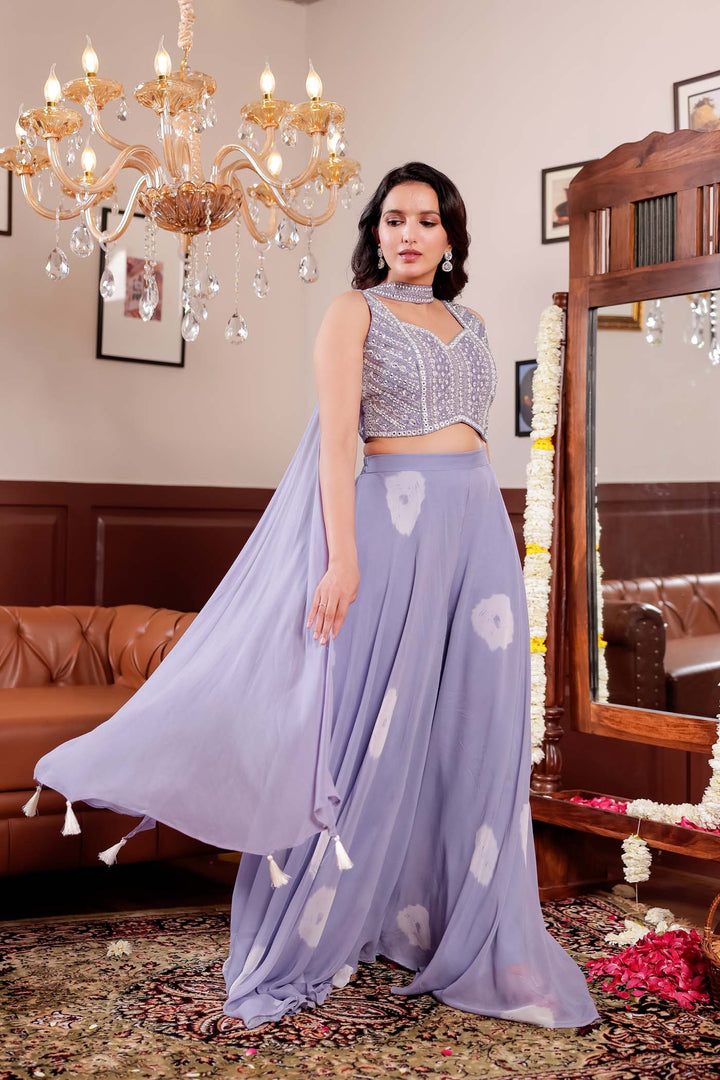 Lilac Soft Silk Lengha Choli