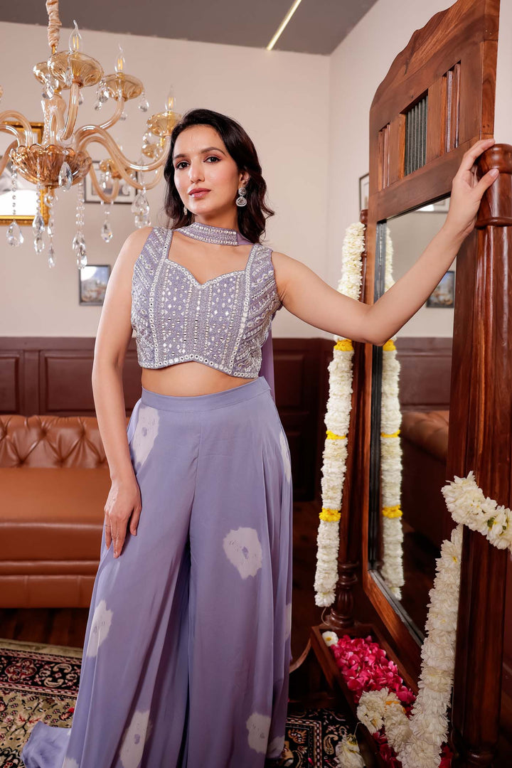 Lilac Soft Silk Lengha Choli