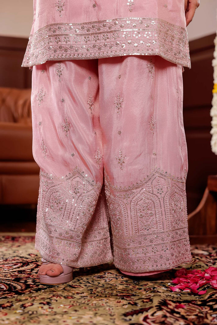 Pink Soft Silk Palazzo Suit.