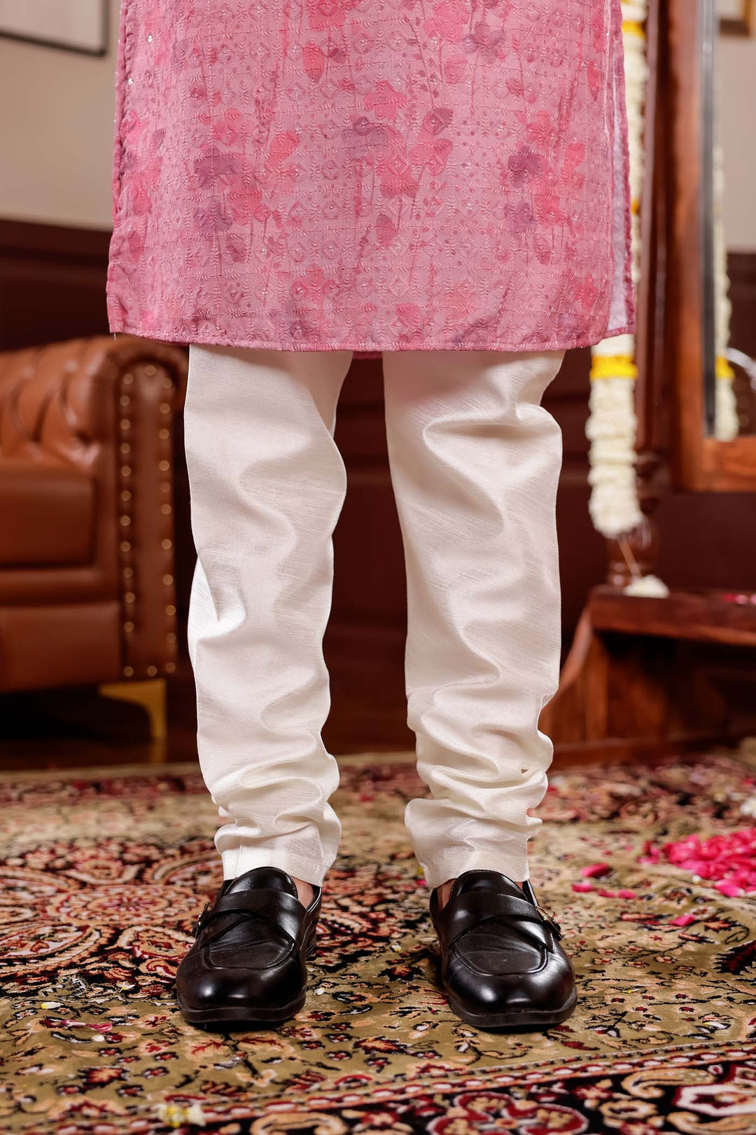 Beige Pink Shaded Digital Floral Print Kurta Suit.