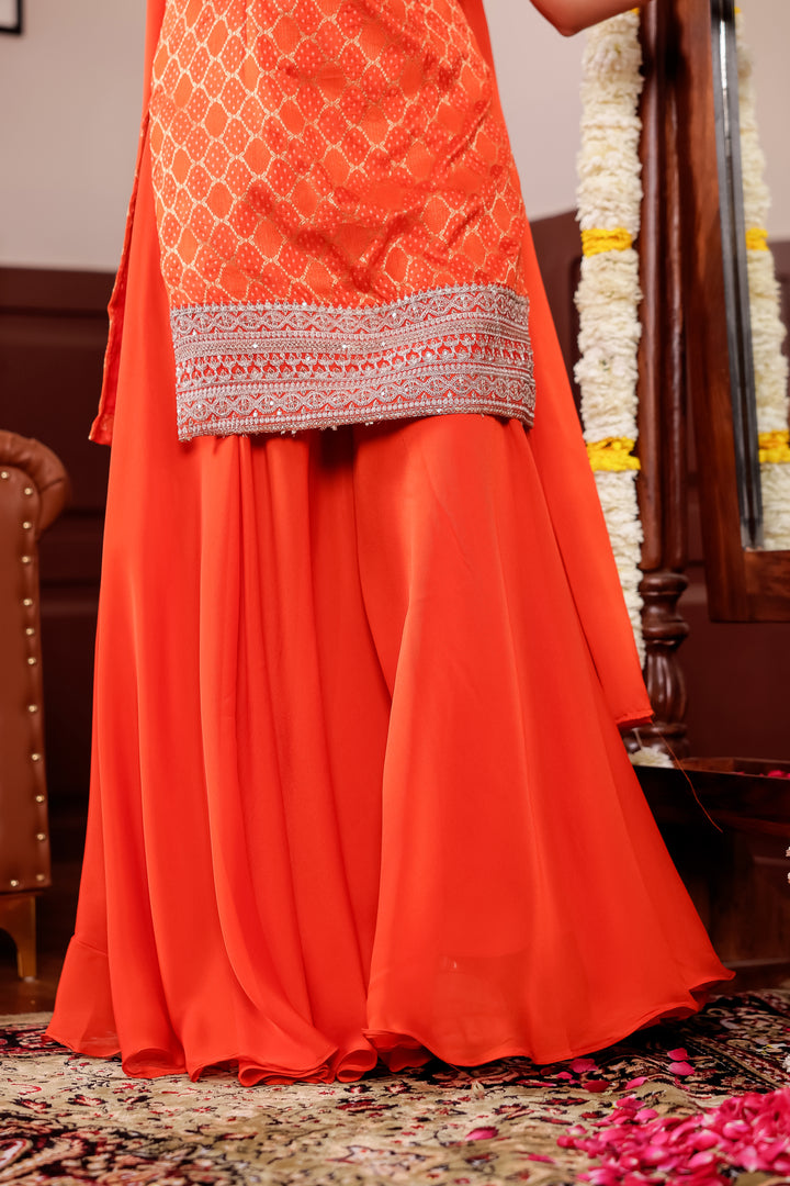 Burnt Orange Vichitra Silk Palazzo Suit