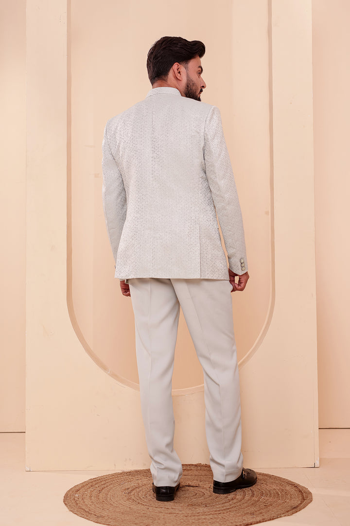 Light Mint Jacquard Weave Jodhpuri Suit.