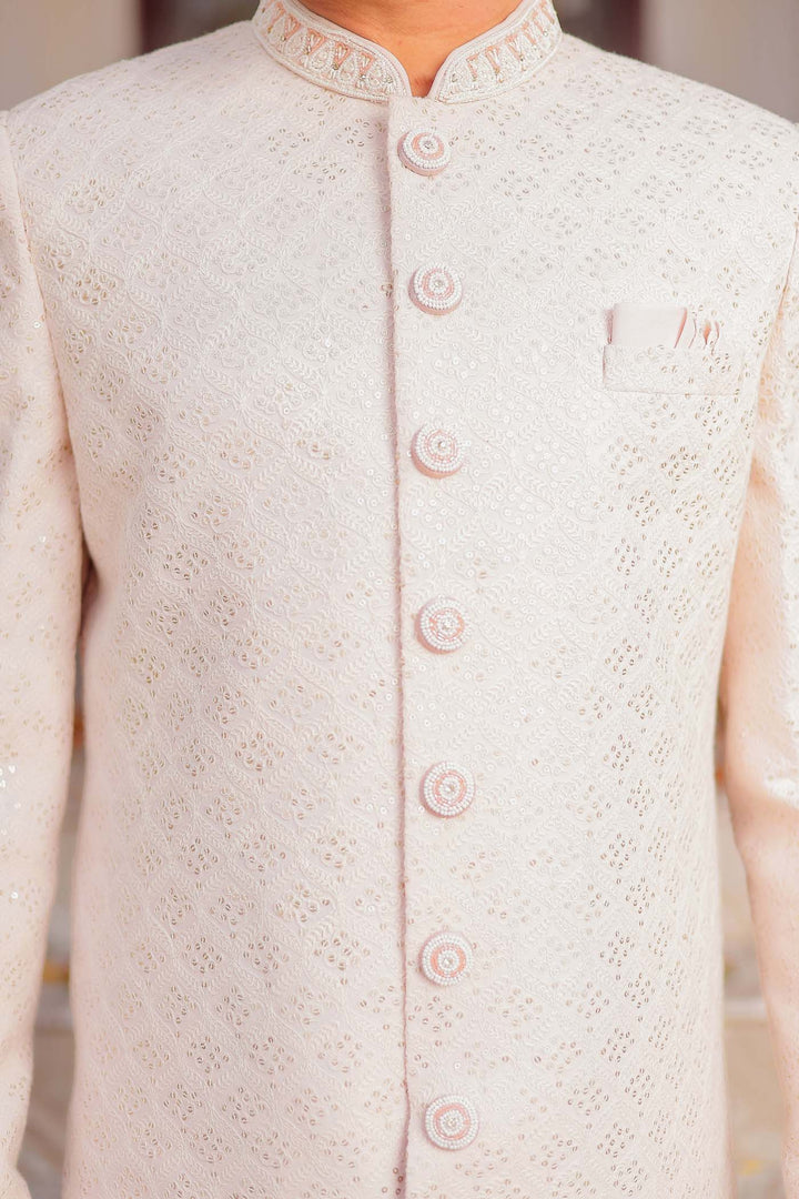 Light Pink Lucknowi Indo-Western Suit.