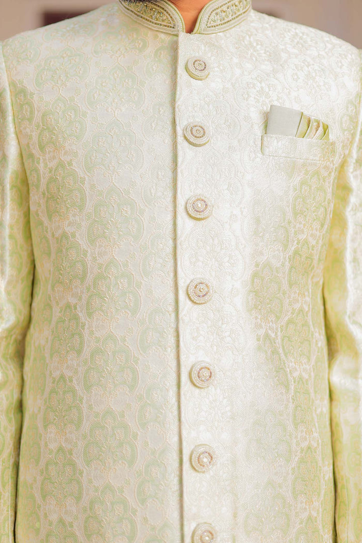 Mint Green Brocade Silk Indo-Western Suit