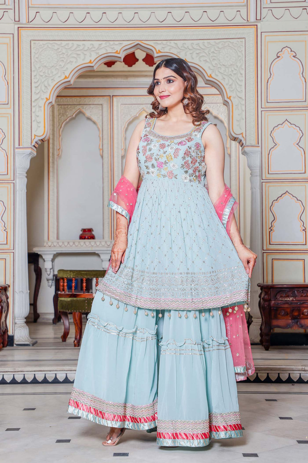 Light Blue Sharara Suit.