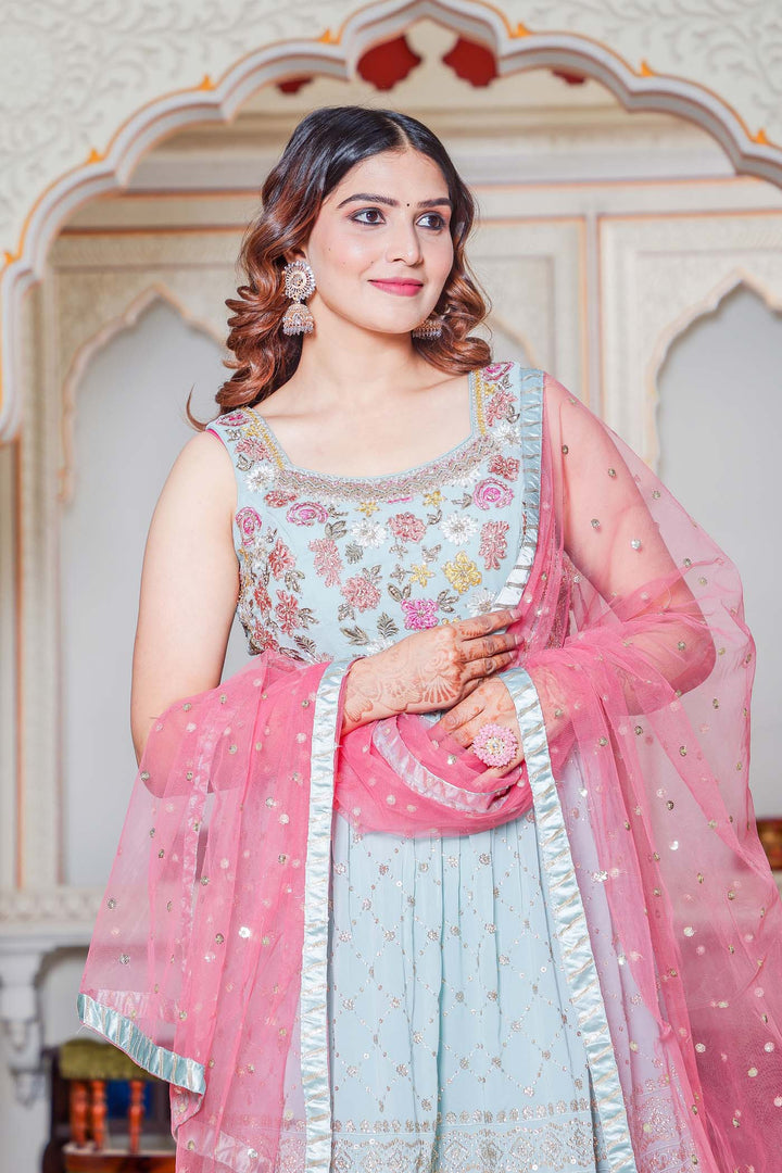 Light Blue Sharara Suit.