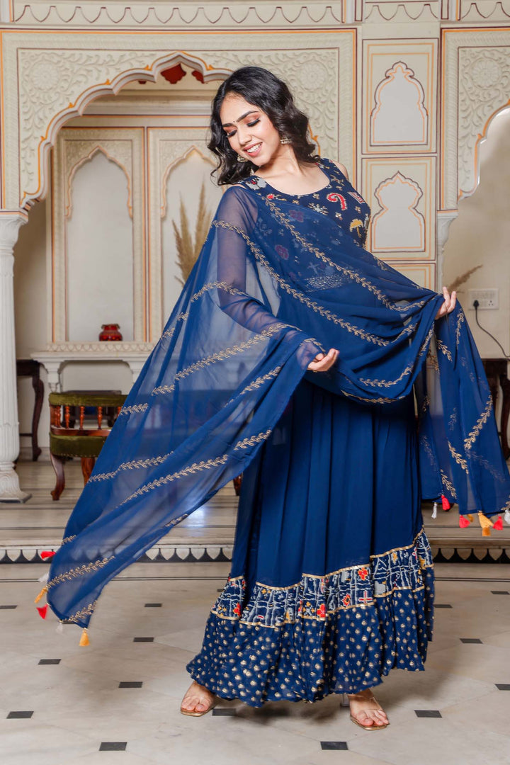 Indigo Blue Naira Cut Kurta Set