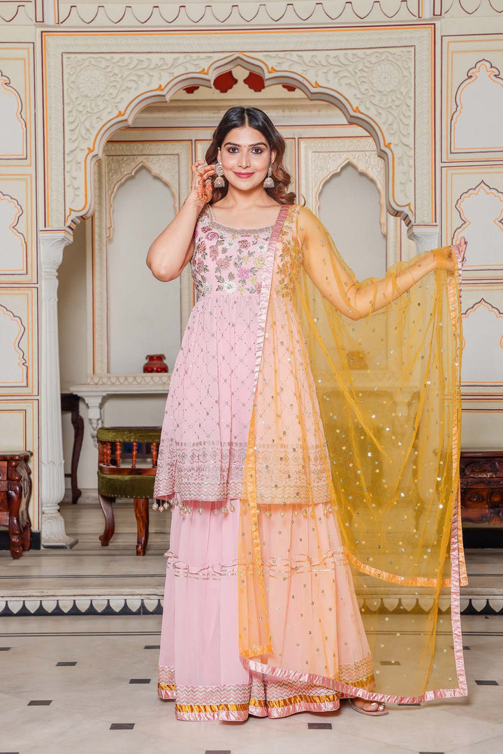 Light Pink Sharara Suit.