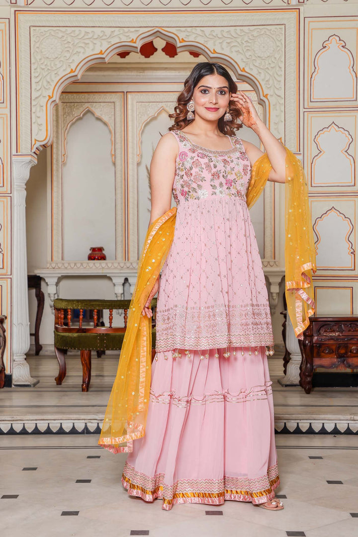 Light Pink Sharara Suit.