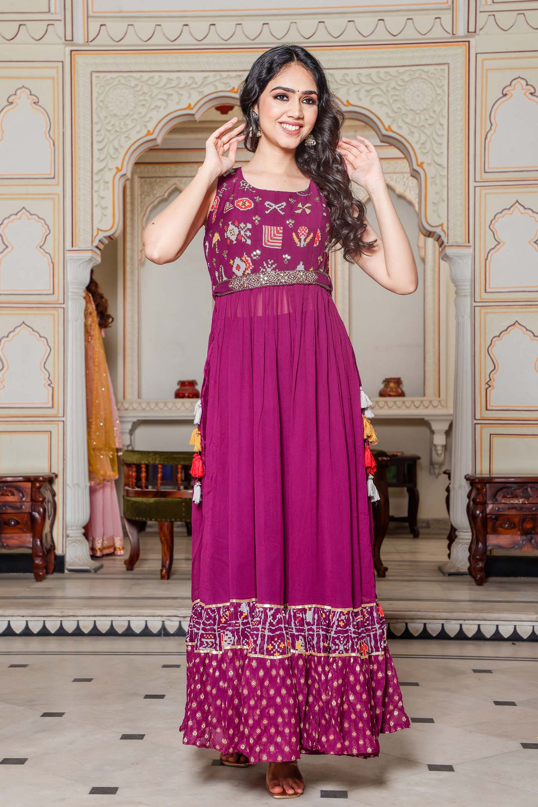 Magenta Naira Cut Kurta Set