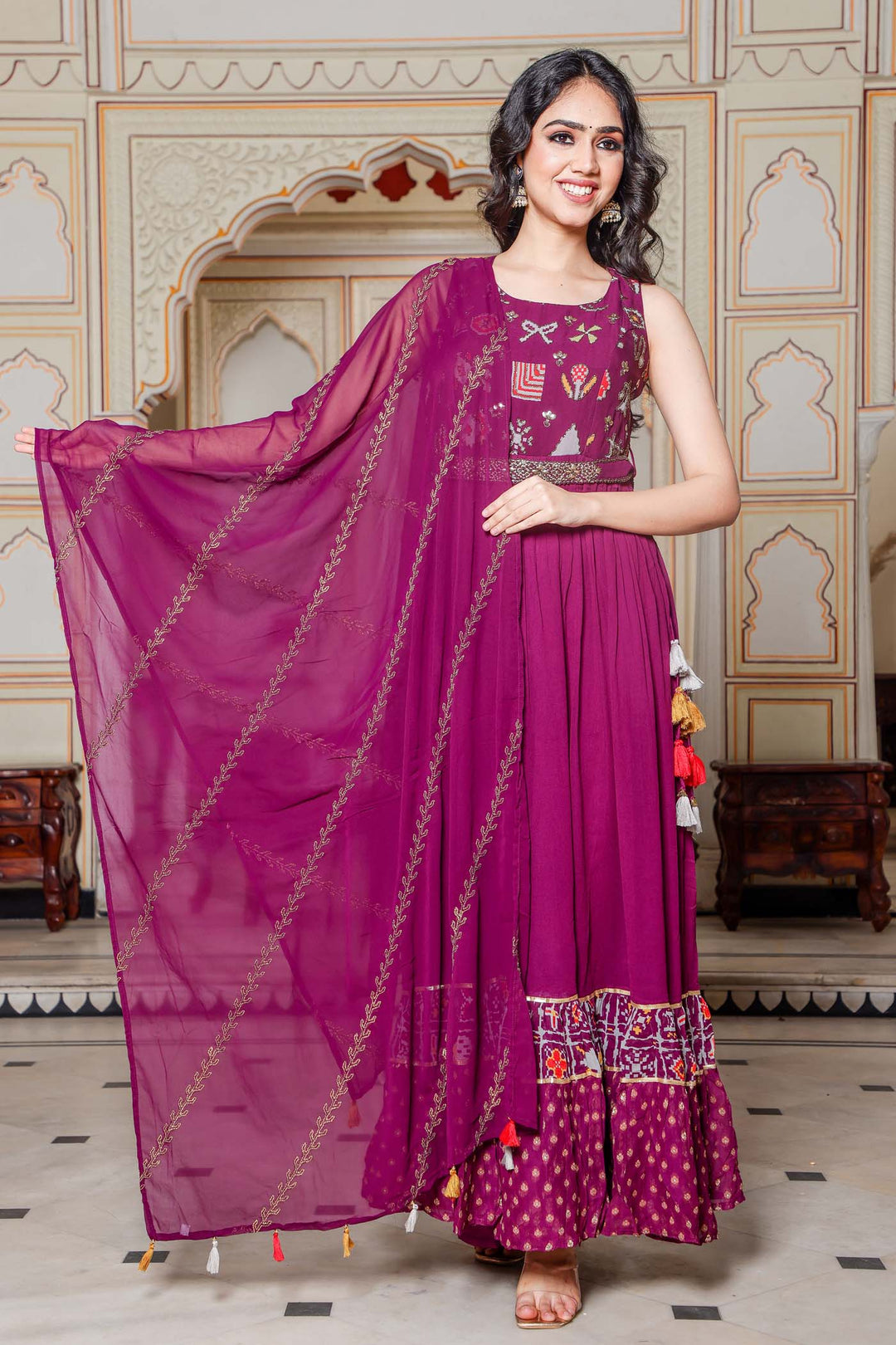 Magenta Naira Cut Kurta Set