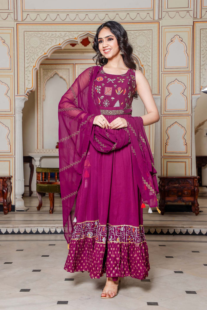 Magenta Naira Cut Kurta Set