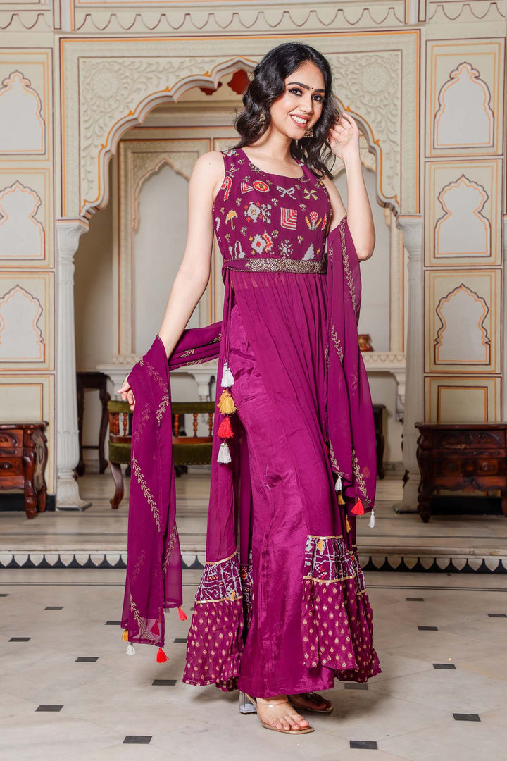 Magenta Naira Cut Kurta Set