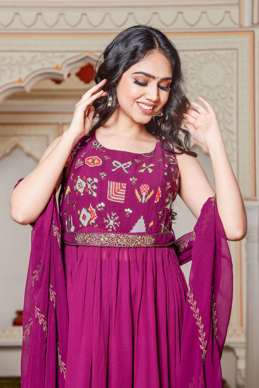 Magenta Naira Cut Kurta Set