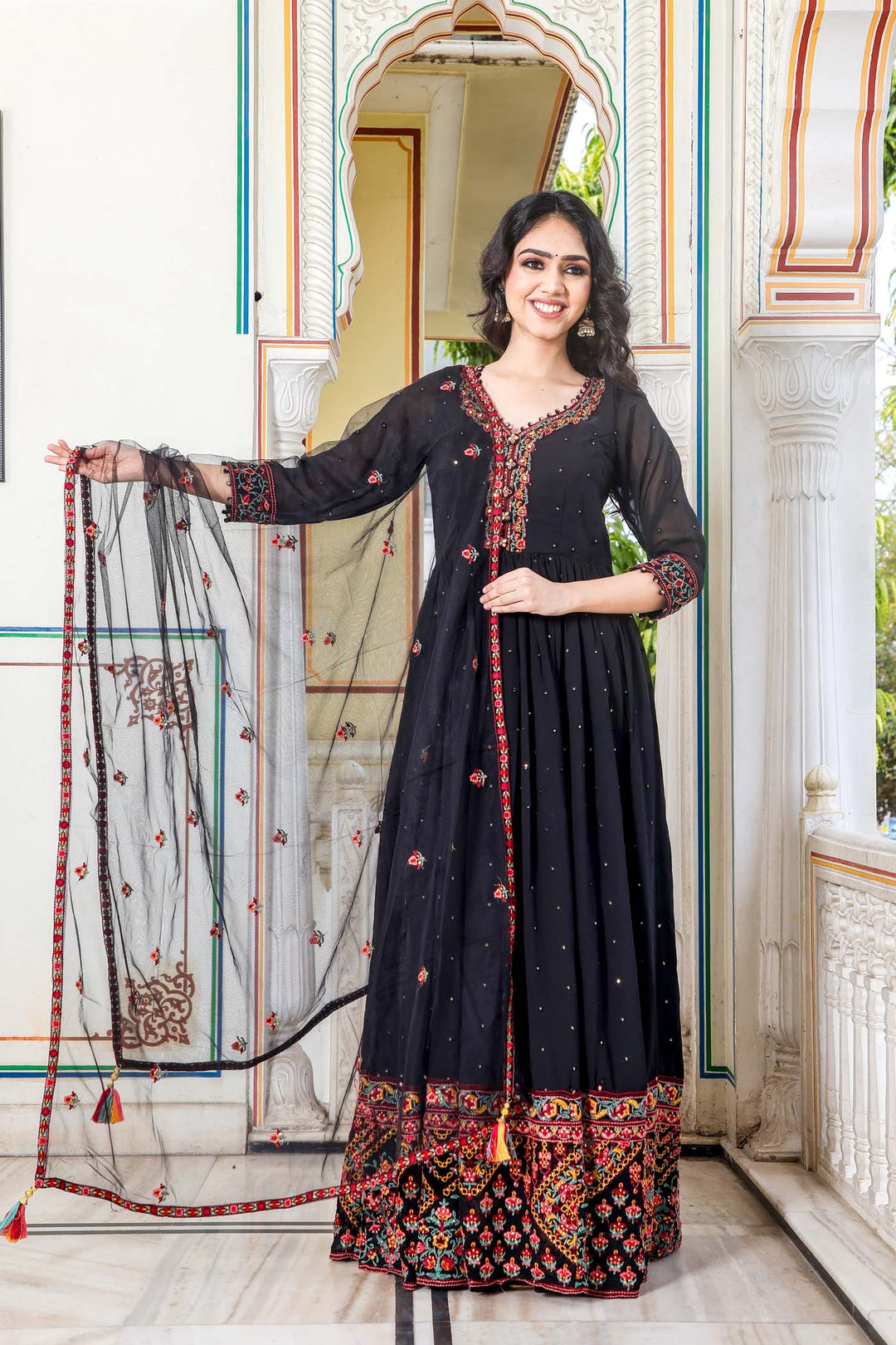 Black Anarkali Suit with Resham Work