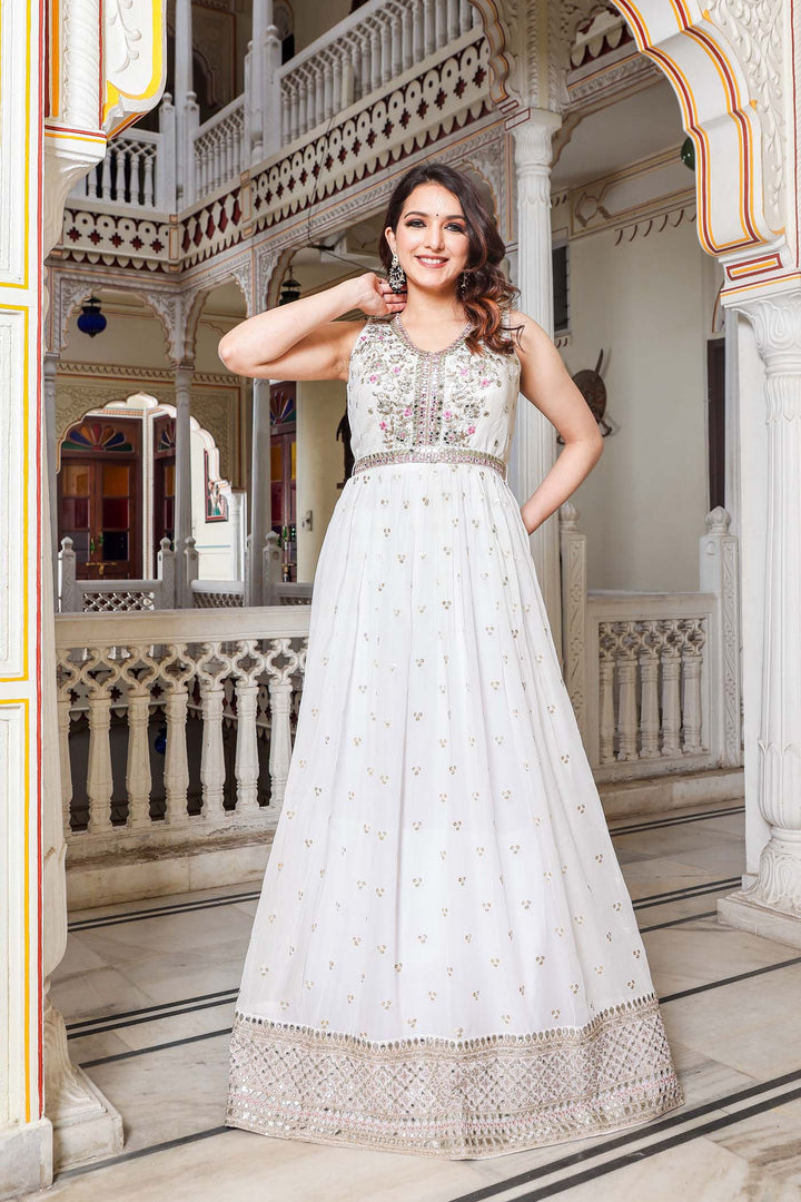 White Anarkali Suit