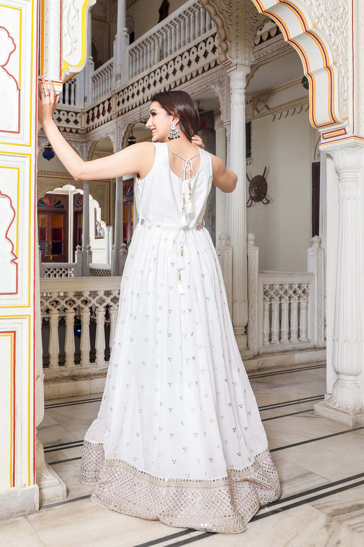 White Anarkali Suit