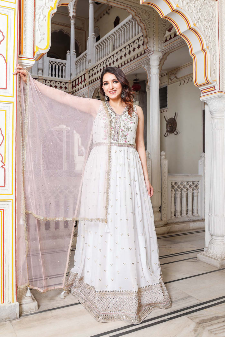 White Anarkali Suit