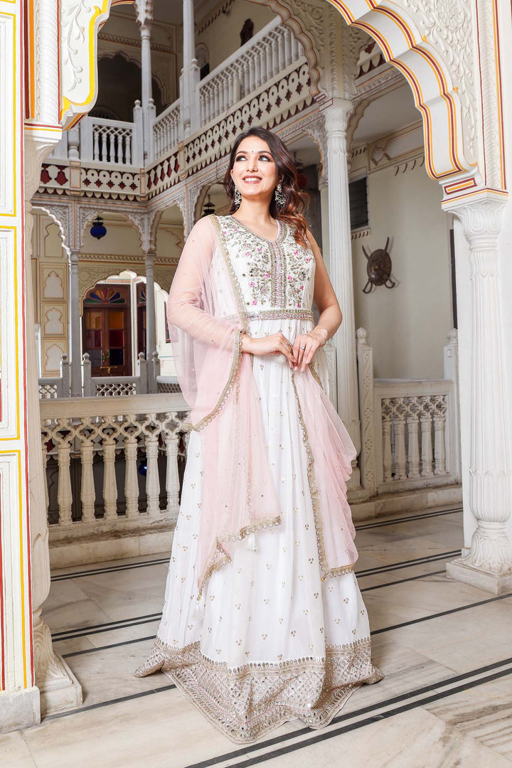 White Anarkali Suit