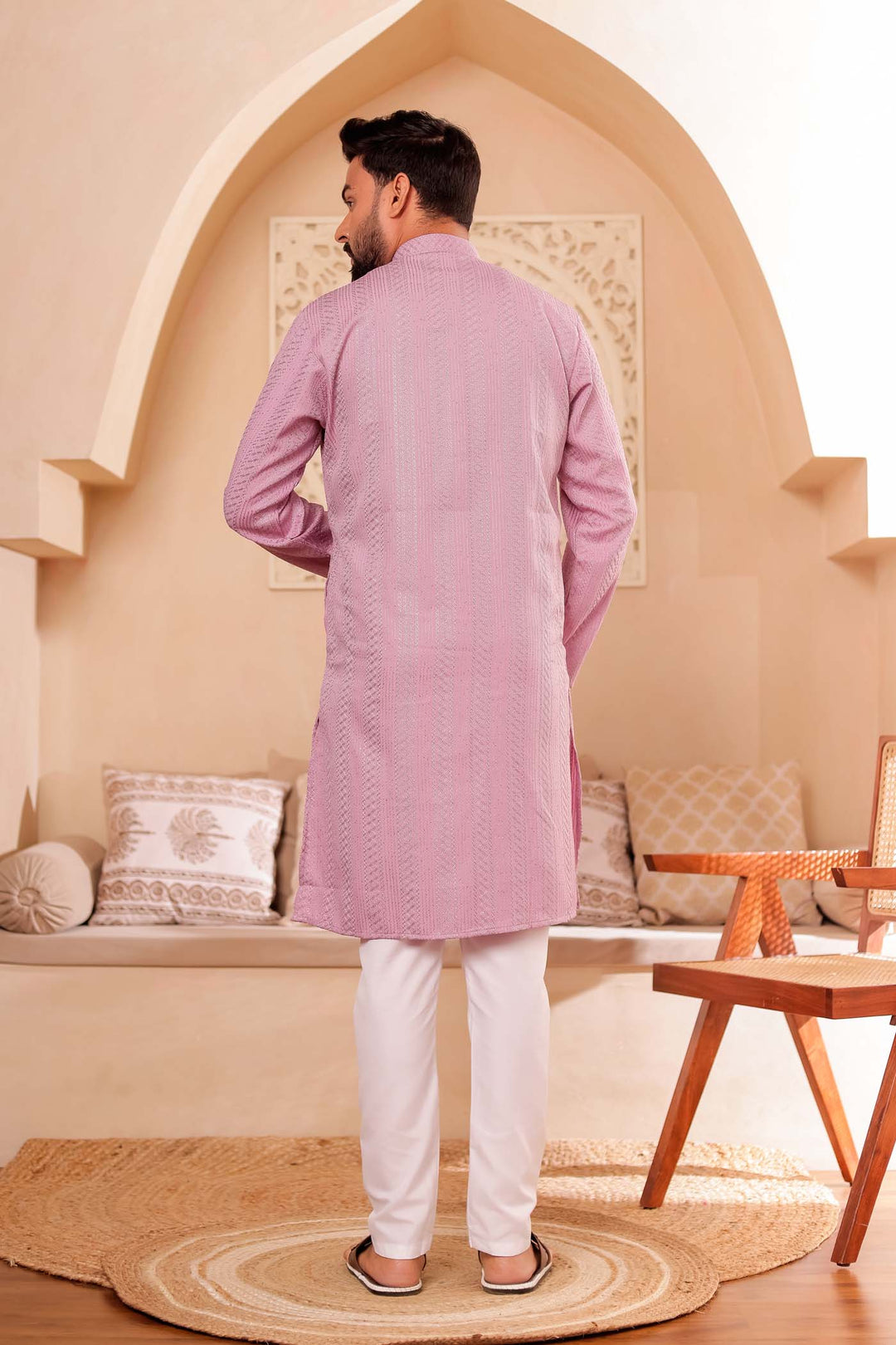 Lilac Soft Silk Kurta Suit with Thread and Sequin work all over.