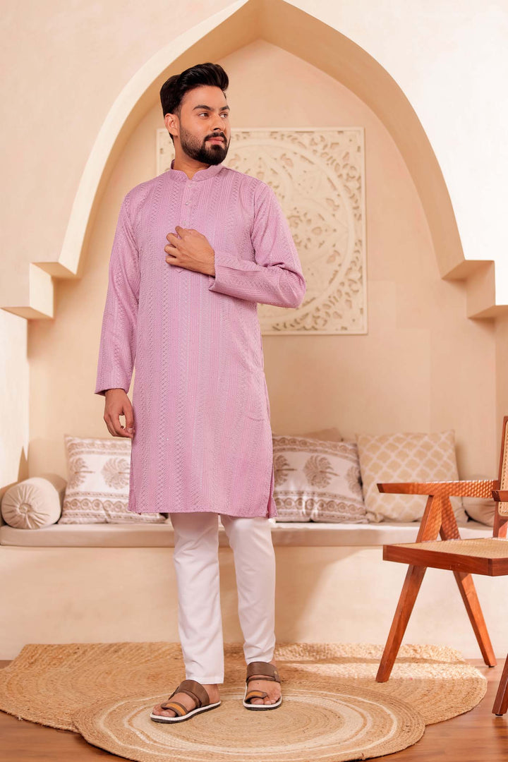 Lilac Soft Silk Kurta Suit with Thread and Sequin work all over.