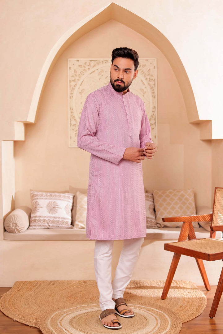 Lilac Soft Silk Kurta Suit with Thread and Sequin work all over.