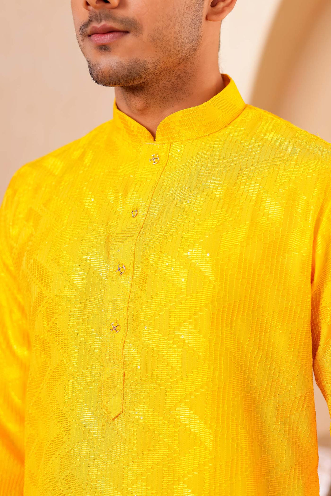Yellow Soft Silk Kurta Suit with Thread and Sequin work all over.