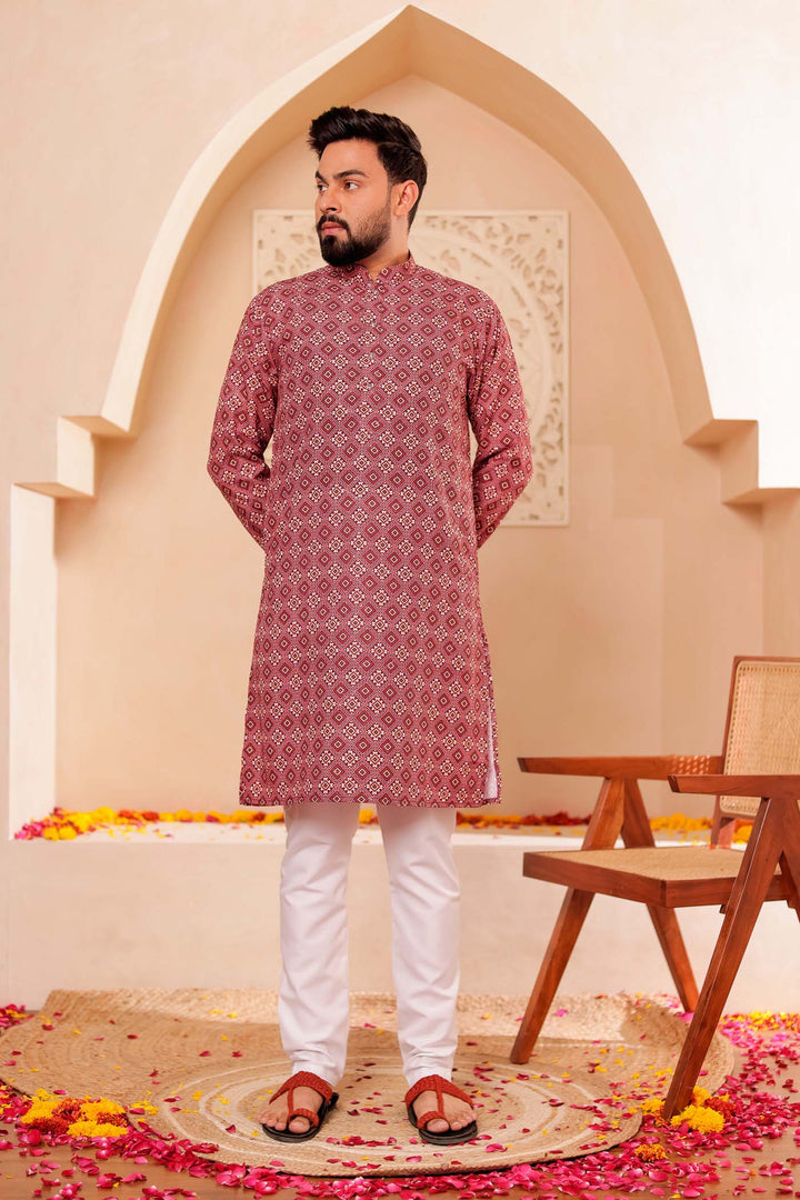 Maroon Patola Print Silk Kurta Suit.