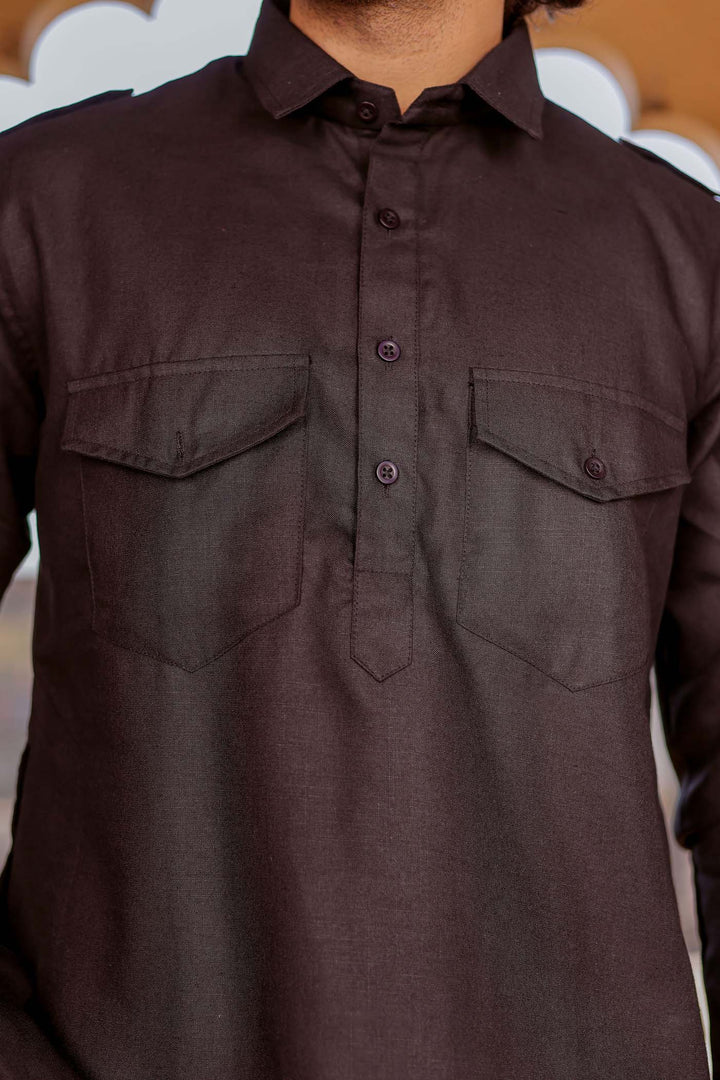 Black Pathani Kurta Suit