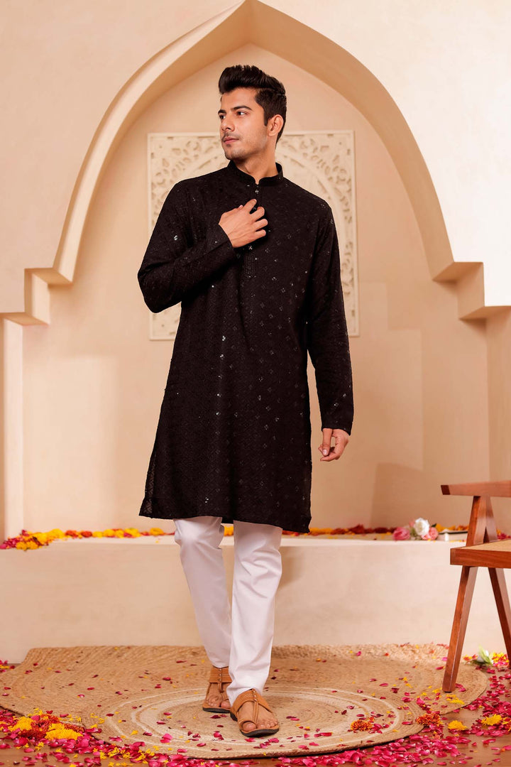 Black Chikankari Embroidered Kurta Suit