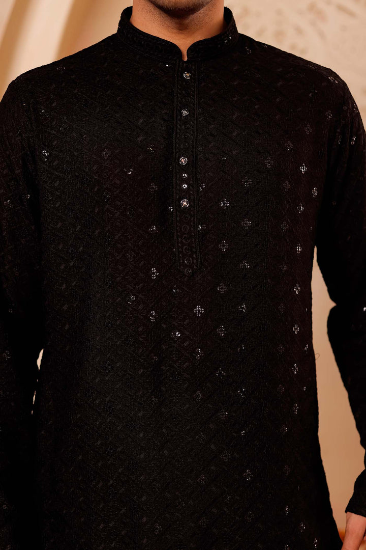 Black Chikankari Embroidered Kurta Suit