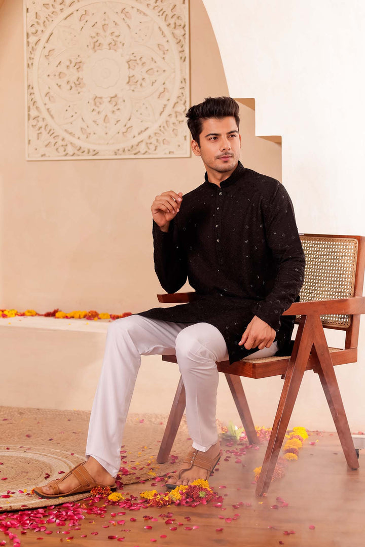 Black Chikankari Embroidered Kurta Suit