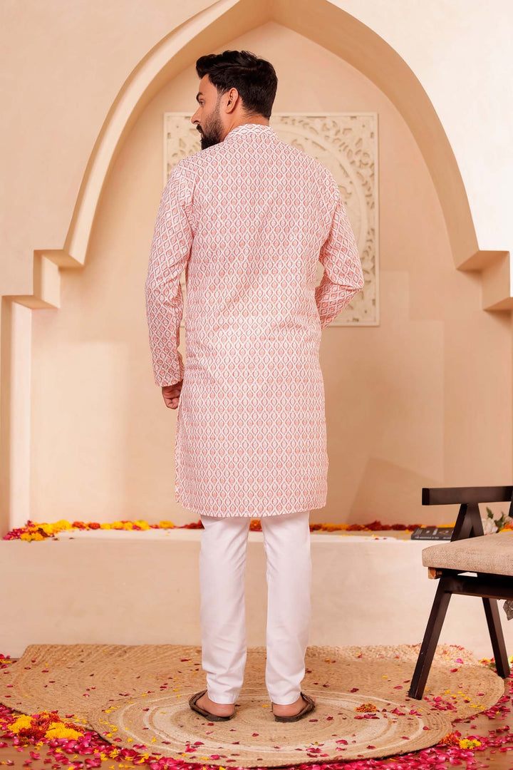 Rust Lucknowi Digital Print Kurta Suit with Sequin work all over.