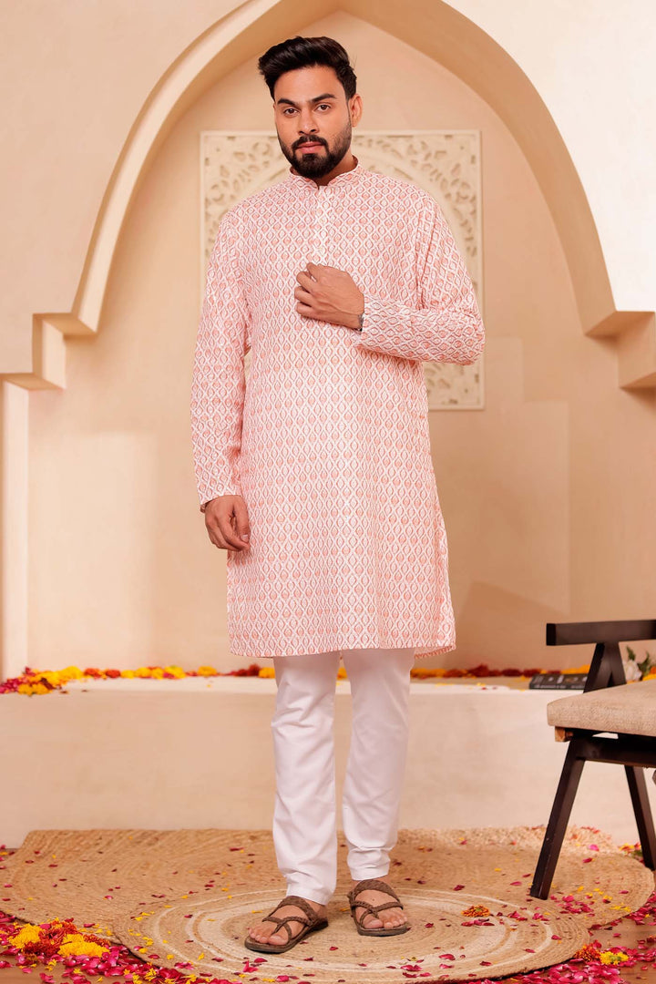 Rust Lucknowi Digital Print Kurta Suit with Sequin work all over.