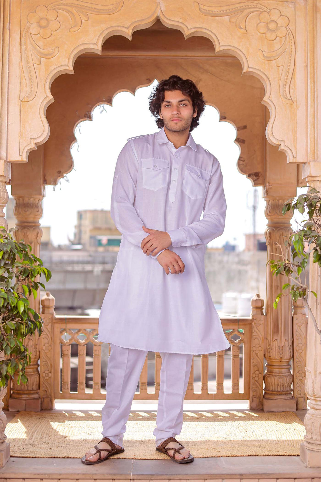 White Pathani Kurta Suit