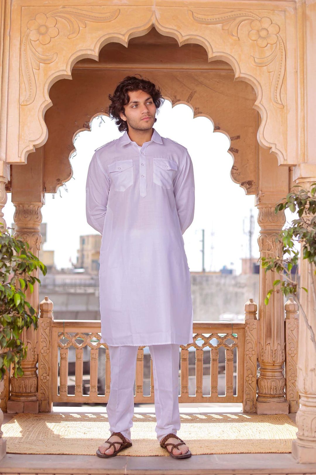 White Pathani Kurta Suit
