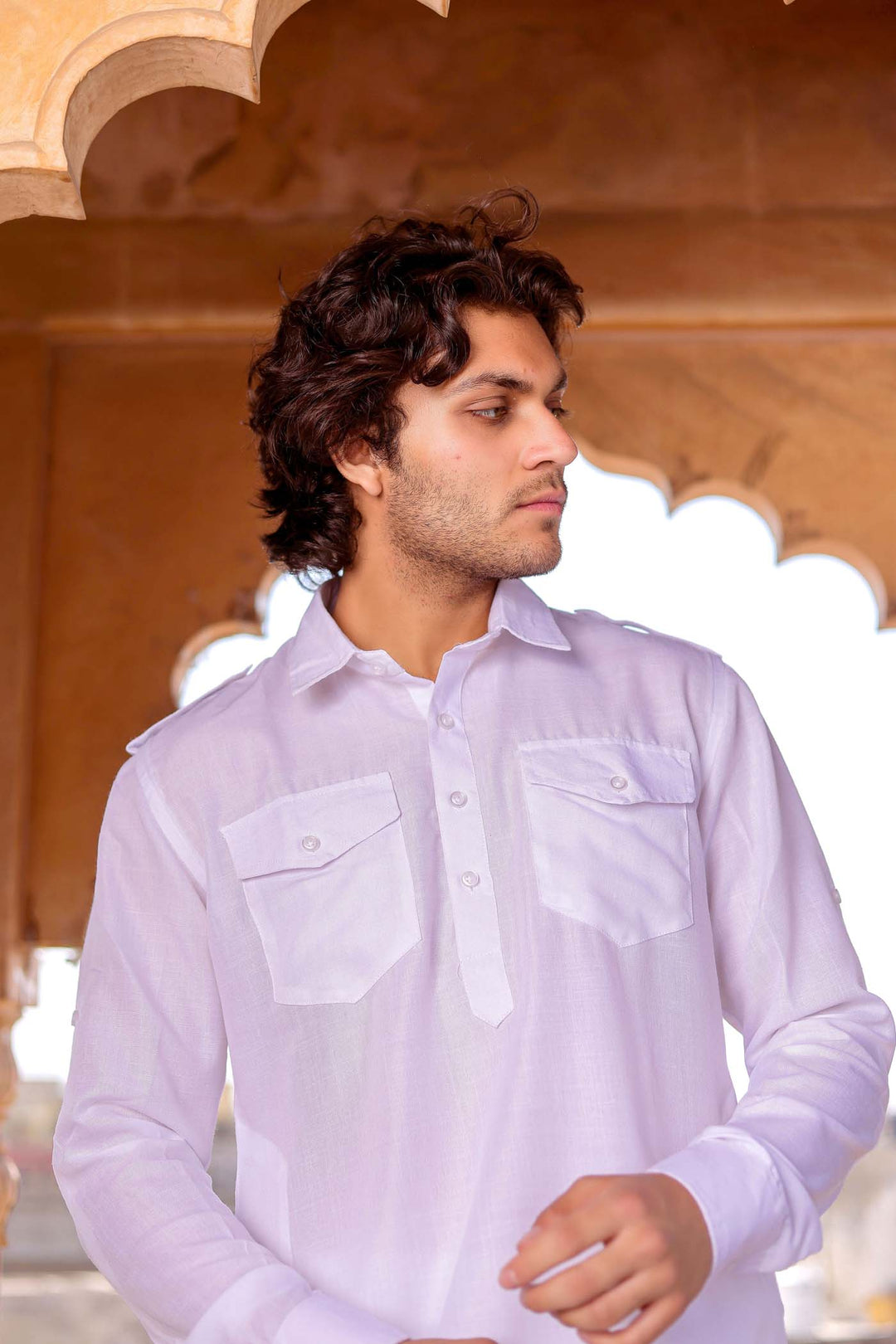White Pathani Kurta Suit
