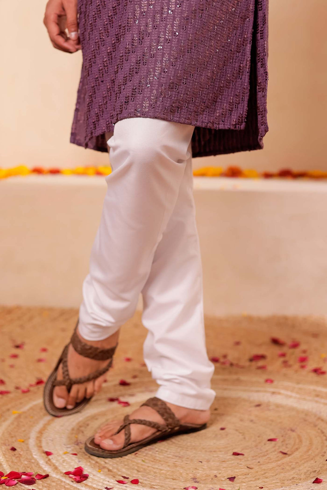 Light Purple Chikankari Embroidered Kurta Suit with Sequin.