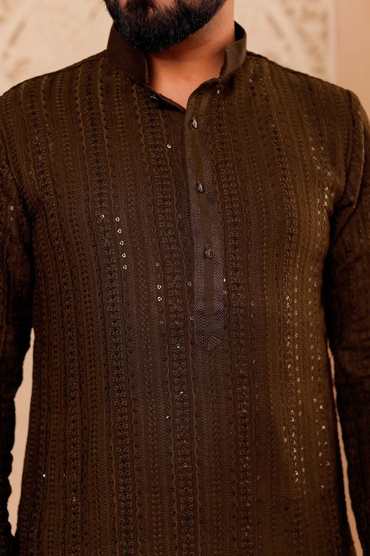 Mehndi Green Chikankari Embroidered Kurta Suit.