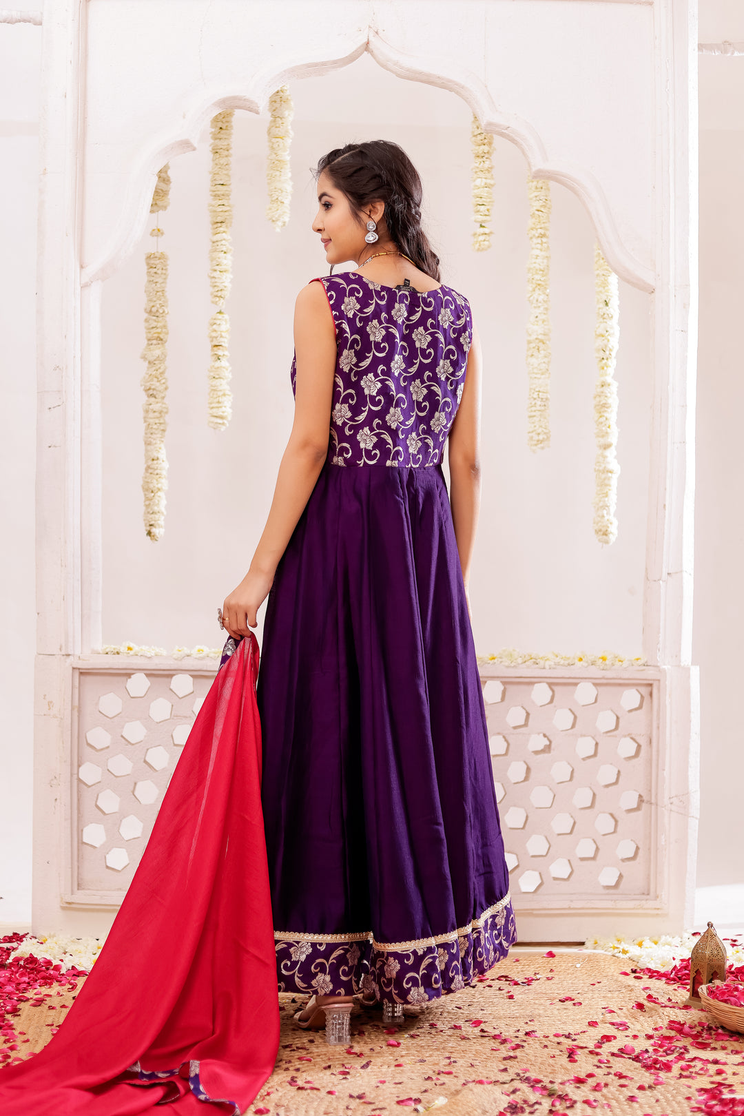 Purple Vichitra Silk Anarkali Suit